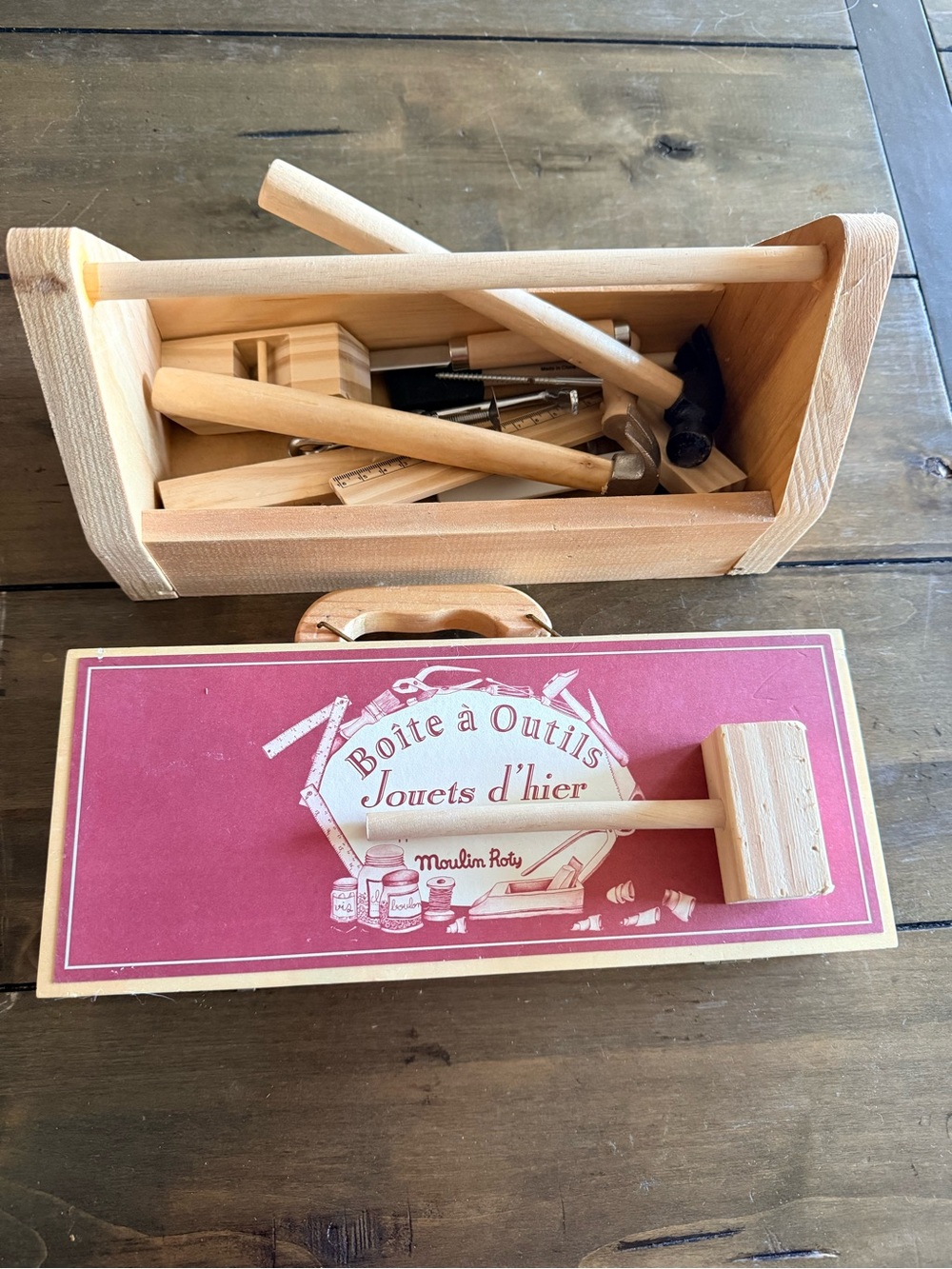 Vintage Child Wooden Wood Carpentry Tool Set